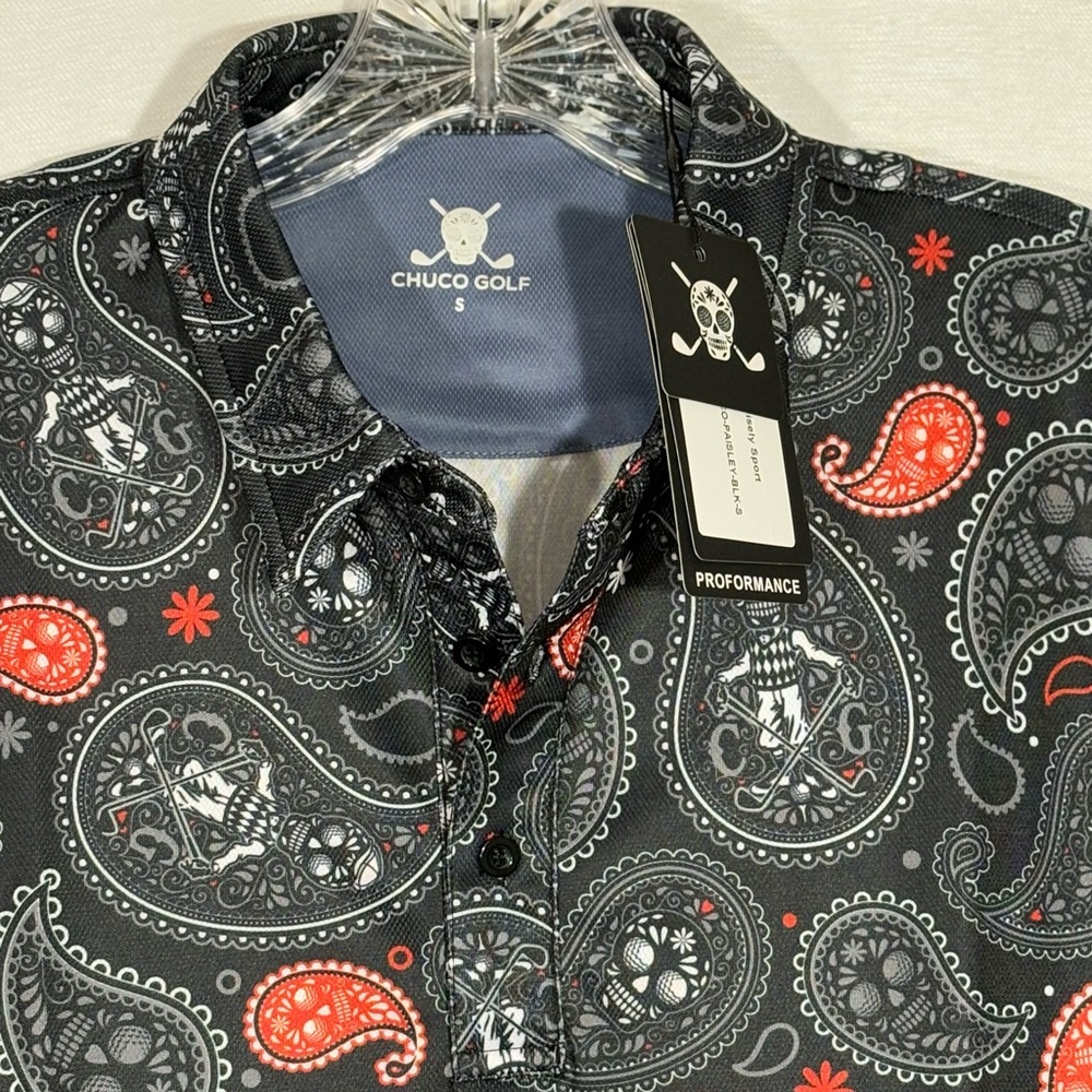 Chuco Golf Moisture Wicking Paisley Sport Lightweight, Soft and Cool Men’s S NWT